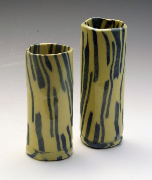0310 5-inch Yellow-bluefade stripe vases.JPG